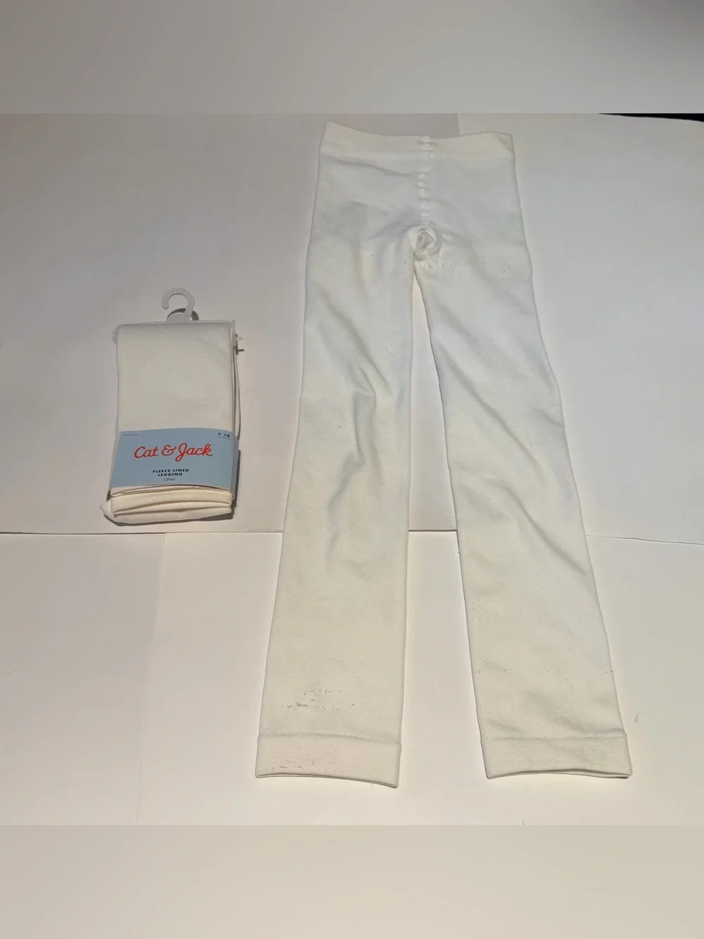 Cat & Jack White Fleece-Lined Footless Legging Tight Size: 7-10